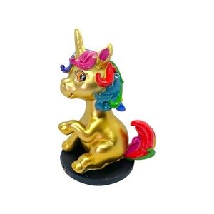 NEW Cute Unicorn Bobblehead Gold Unicorn Figurine *Believe